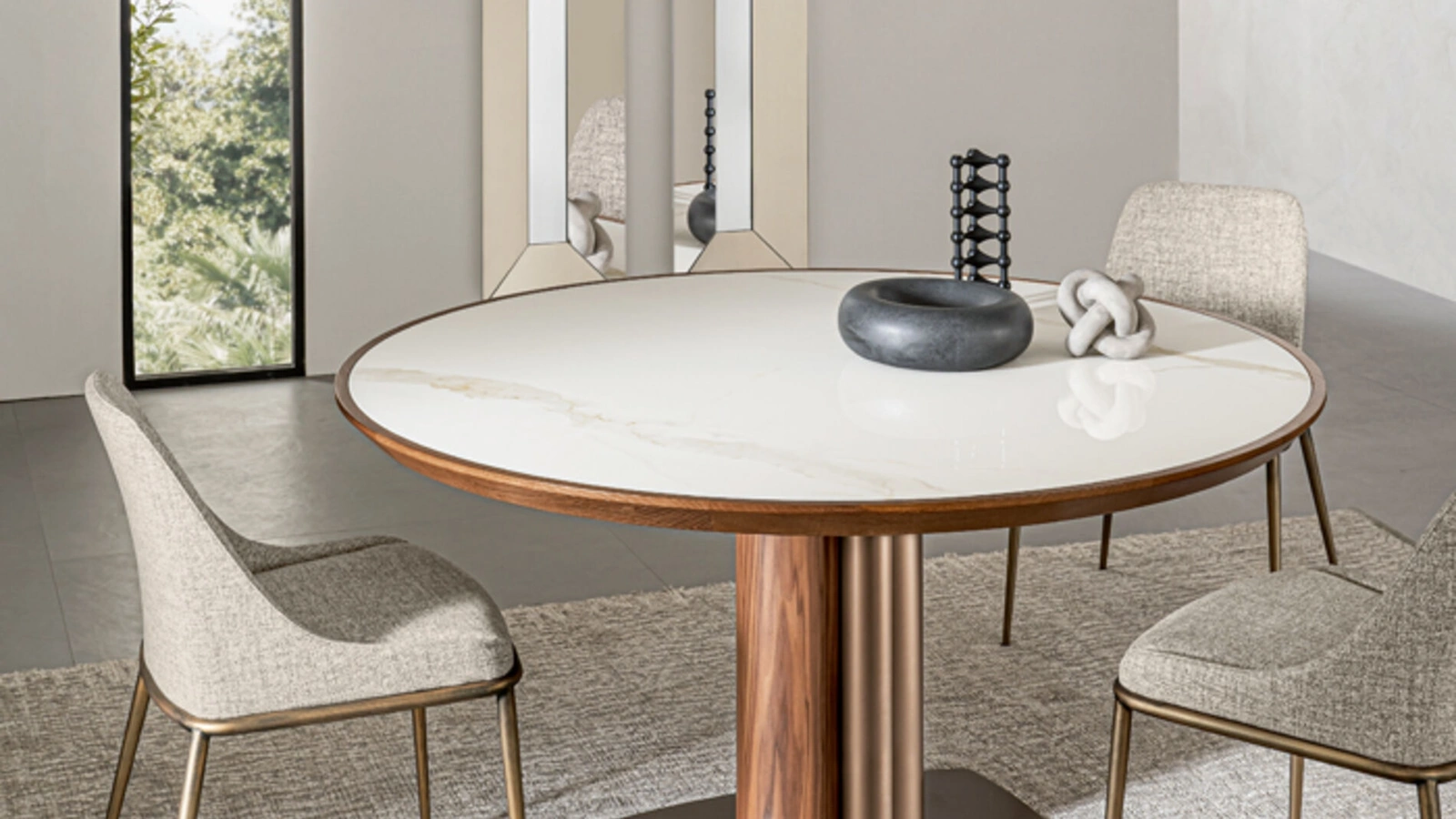 Tavolo Tower in legno e ceramica di Riflessi