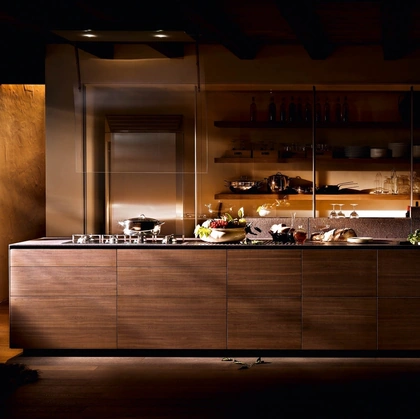 Cucina Design con isola Artematica Noce Tattile di Valcucine