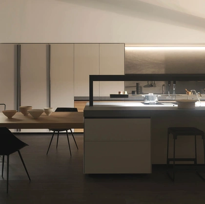 Cucina Design con isola Genius Loci Olmo Tattile di Valcucine