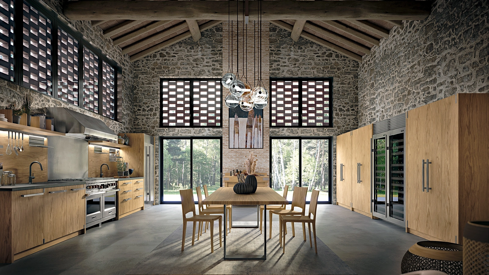 Cucina Design lineare Grangusto in legno di Rovere di Riva1920