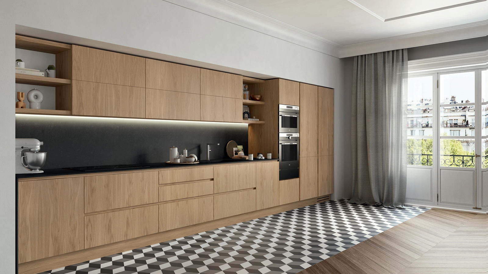 Cucina Design lineare La Cucina 02 in legno di Riva1920