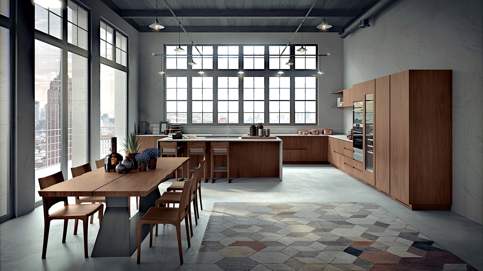 Cucina Design angolare con isola La Cucina in legno di Riva1920