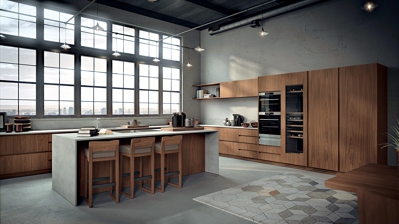 Cucina Design angolare con isola La Cucina di Riva1920