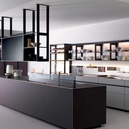 Cucina Design con isola Riciclantica Outline Laminato Cioccolato Piccante di Valcucine
