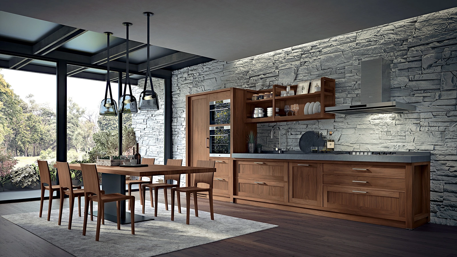 Cucina Design lineare Seven Days in legno di Riva1920