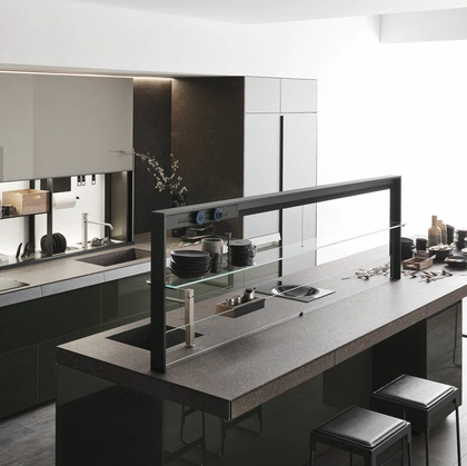 Cucina Design Genius Loci Vitrum Lucido Verde Oceanico di Valcucine